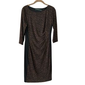 Ralph Lauren Brown and Black Long Sleeve Sheath Dress